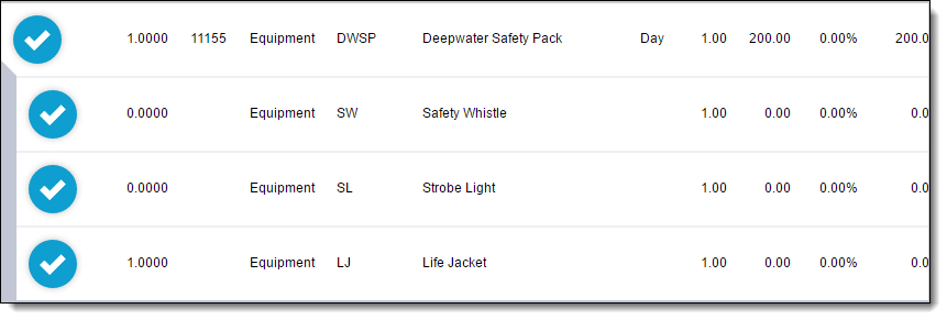 FieldFX Mobile Quote Details with parent and child items