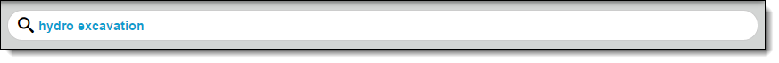 Screenshot of the mobile Ticket search field with the text "hydro excavation" entered