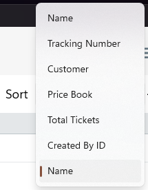 Ticket Log Sort Options