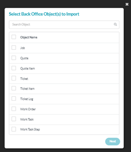 Back Office Objects that can be imported
