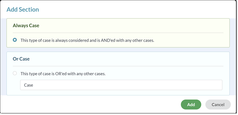 Screenshot showing the Always Case radio button selected