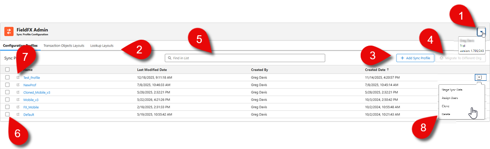 Sync Profile Editor List View Callouts