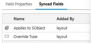 Synced Fields tab