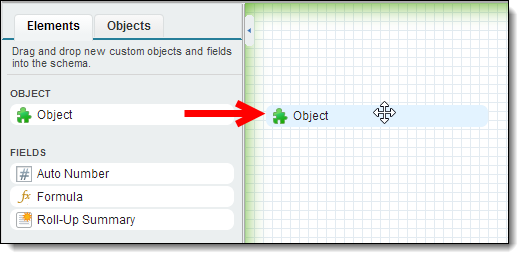 Screenshot of dragging an object to the Elements panel