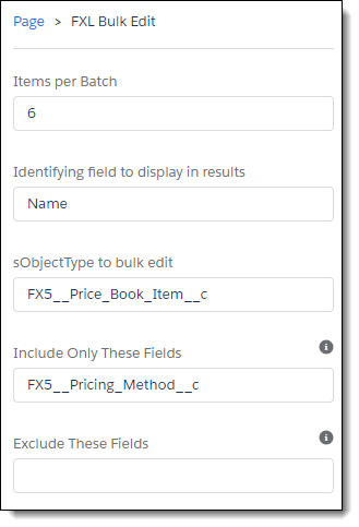 Screenshot of the FXL Bulk Edit settings