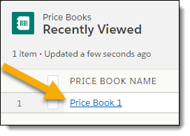 Screenshot of selecting a specific price book