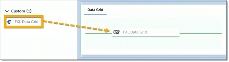 Example of dragging FXL Data Grid to the page