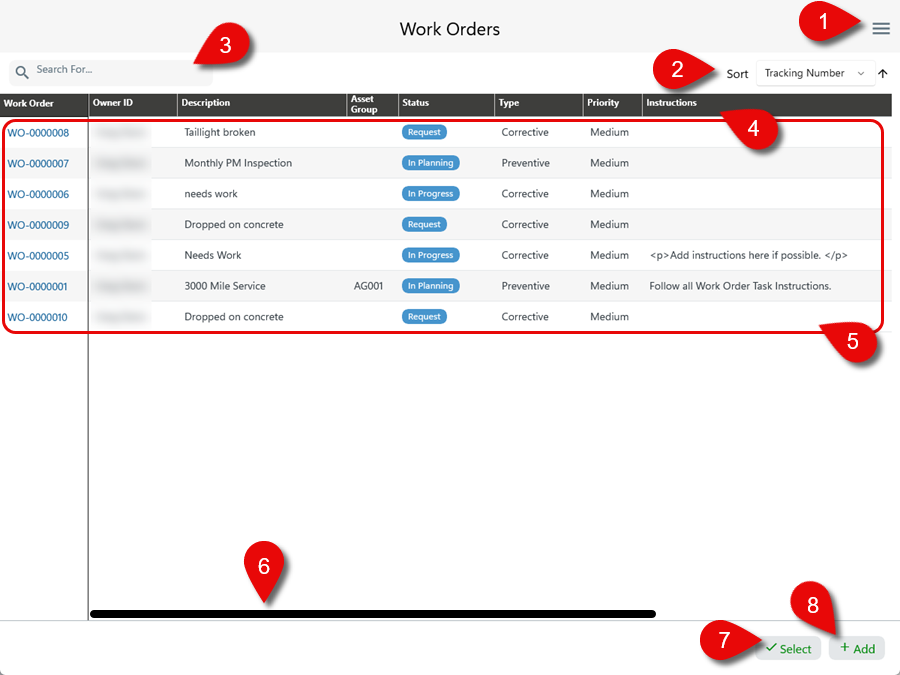 Work Order List