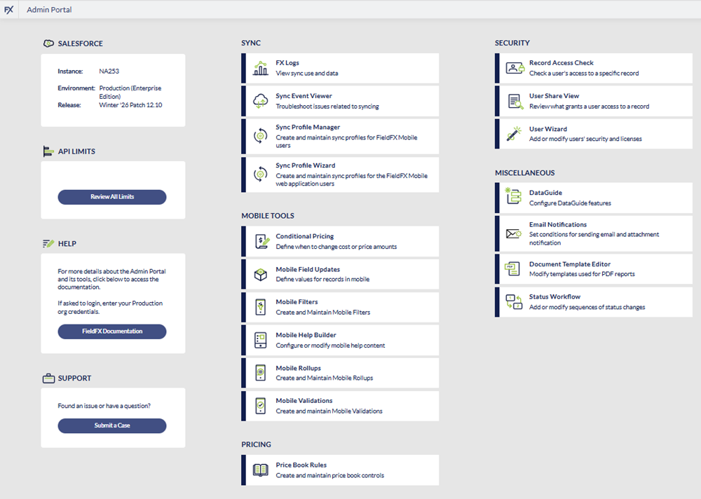 Screenshot of the Admin Portal Dashboard screen