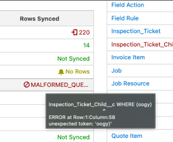 Hover details for a malformed query