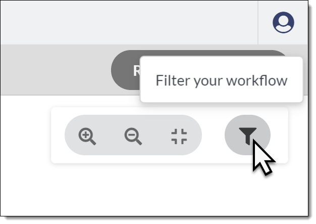Screenshot of a cursor hovering over the filter icon
