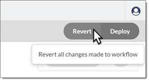 Screenshot of the cursor over the Revert button on the workflow screen
