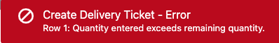 Delivery Ticket Error
