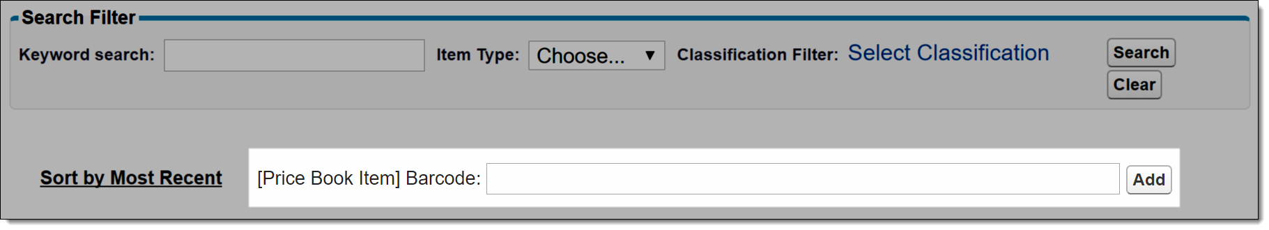 Screenshot highlighting the Barcode field in FieldFX Back Office