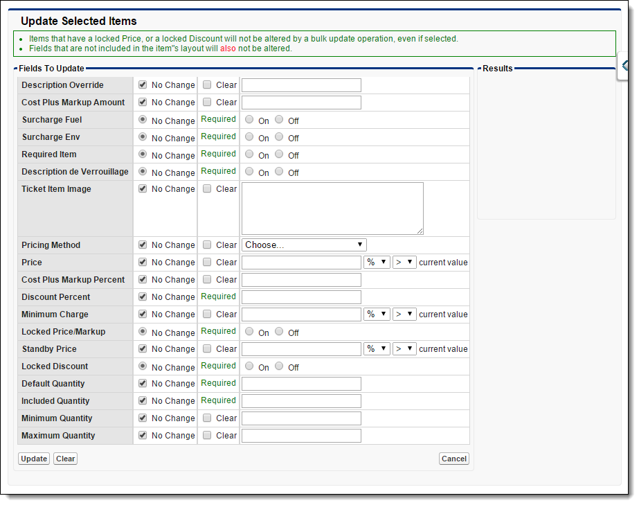 Updating selected items panel in FieldFX Back Office