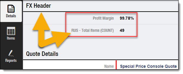 FX Header in FieldFX Mobile’s Quote Details screen