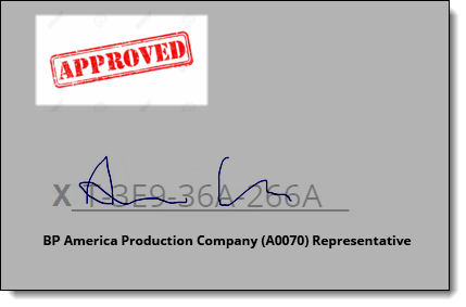 Example of an signature with a customer stamp