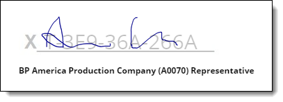 Example of a signature line with the tracking number watermark