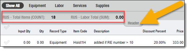 Example of an expanded FX Header in FieldFX Mobile