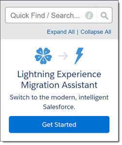 Screenshot of the Lightning Experience Migration Assistant