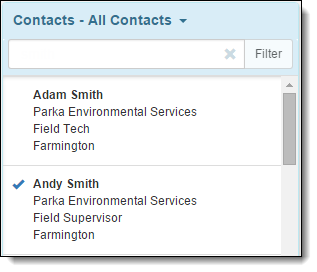 Example of the Contact - list panel