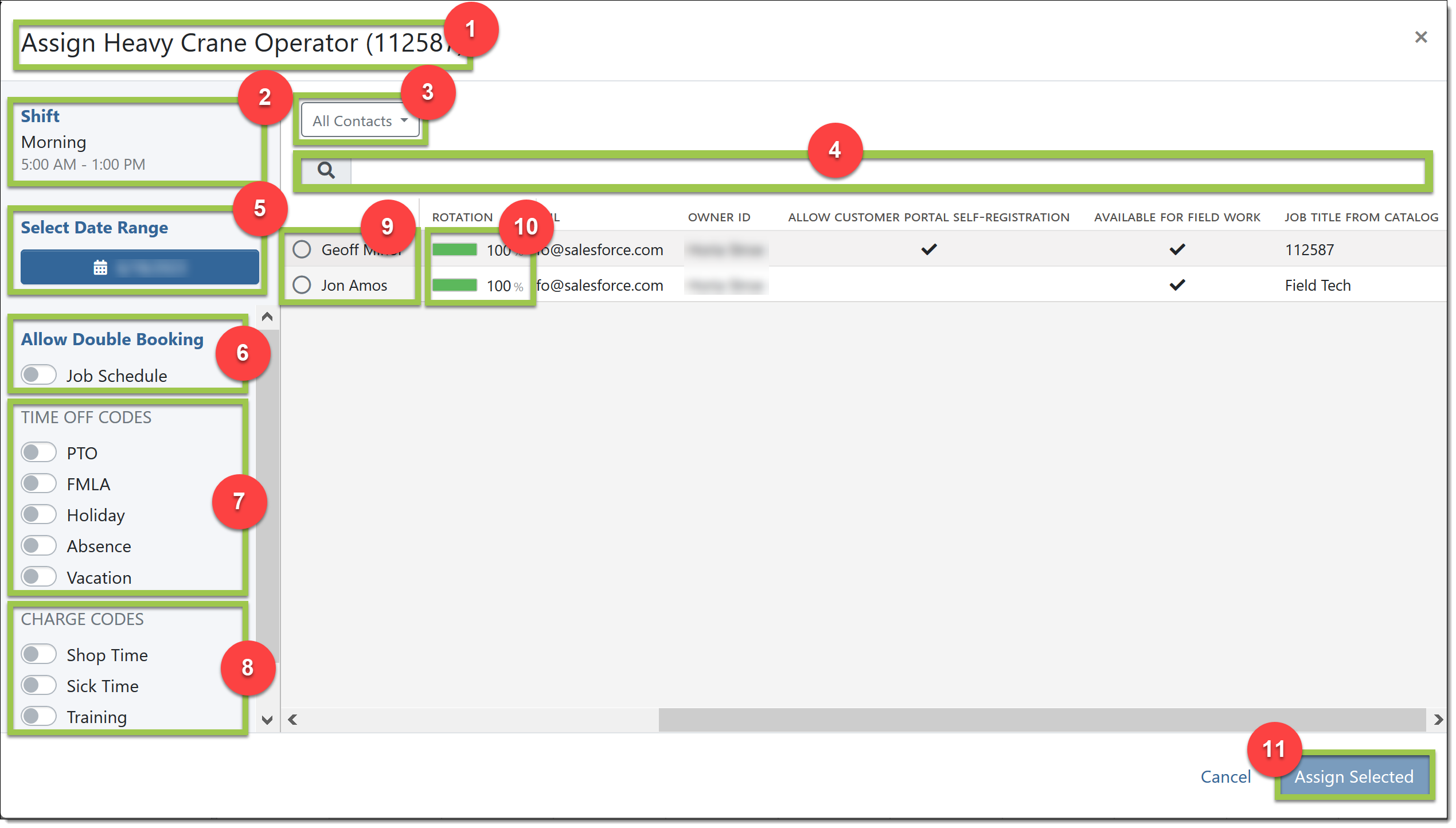 Assigning resources example