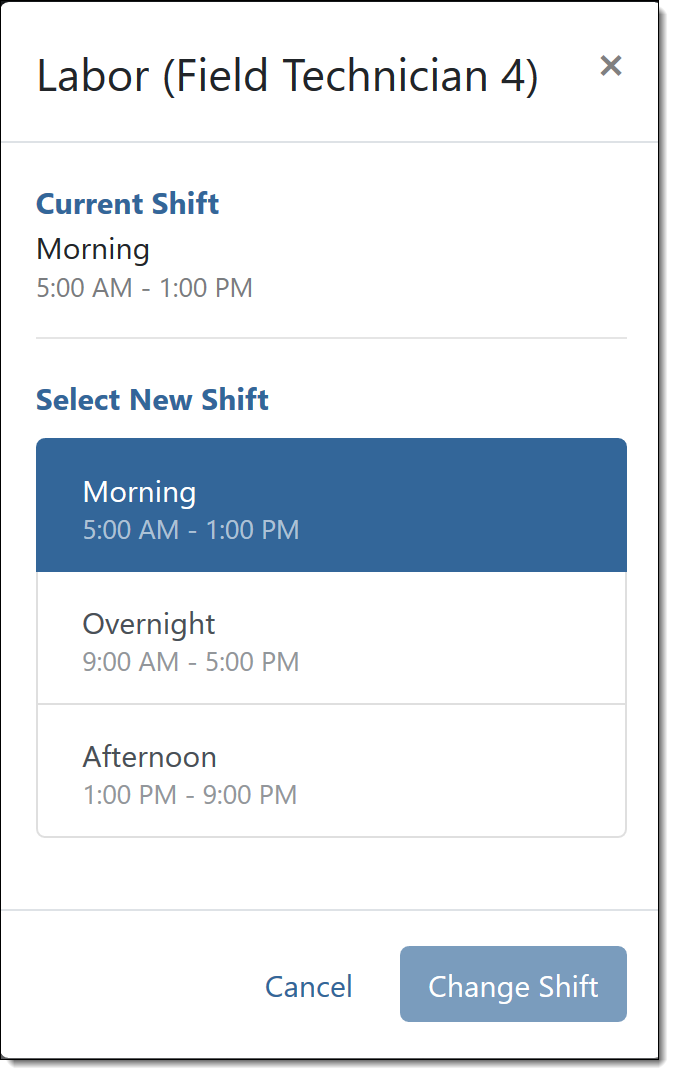 Changing shift